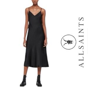 All Saints Textured Spaghetti Strap Midi Dress XSmall